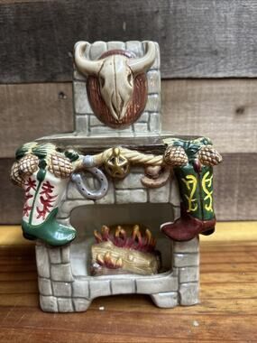 Figi 8.5" Western Chimney Fireplace Tealight Holder Cowboy Santa Stockings Boot